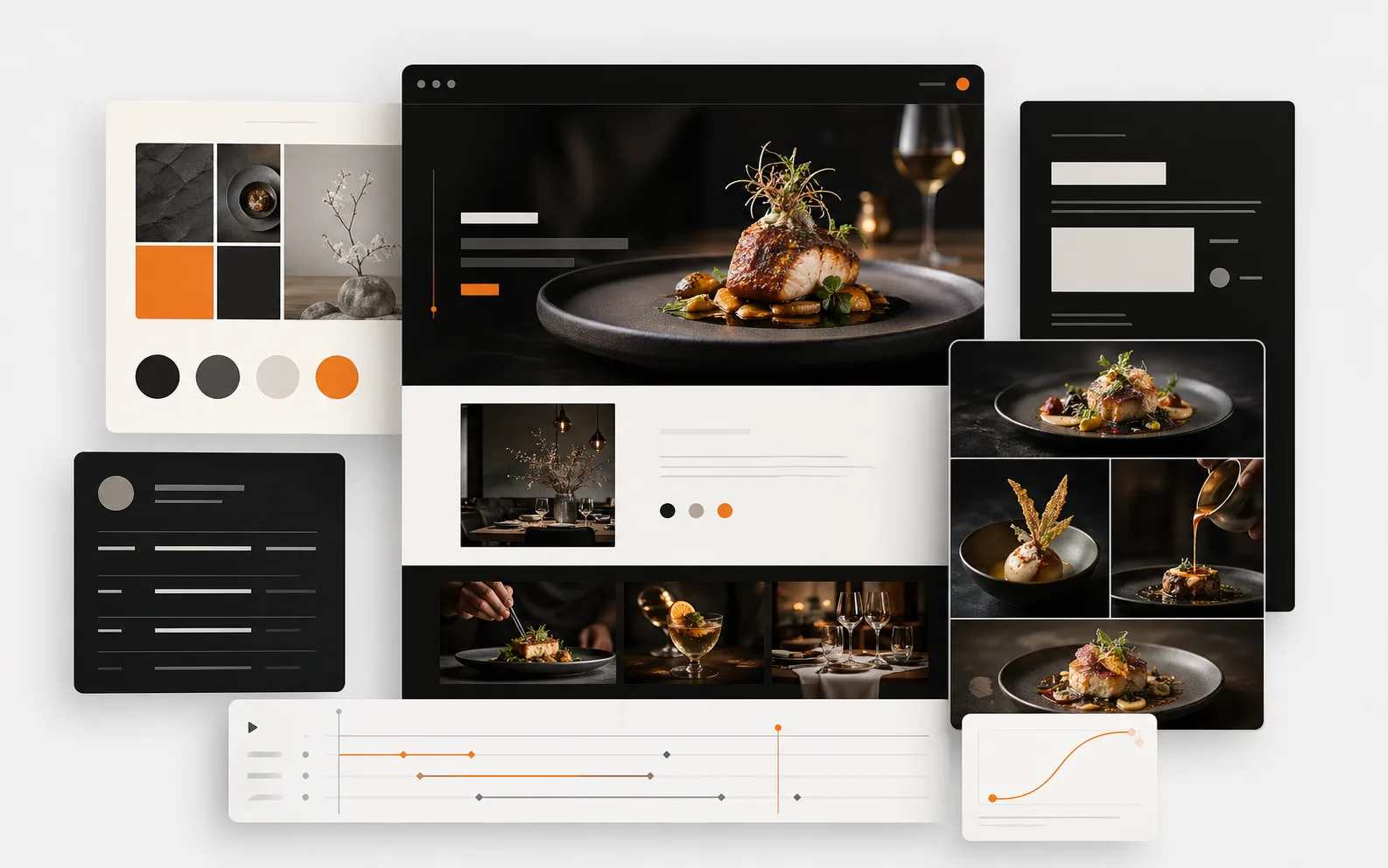 Premium Restaurant-Webdesign mit Designsystem und Food-Fotografie