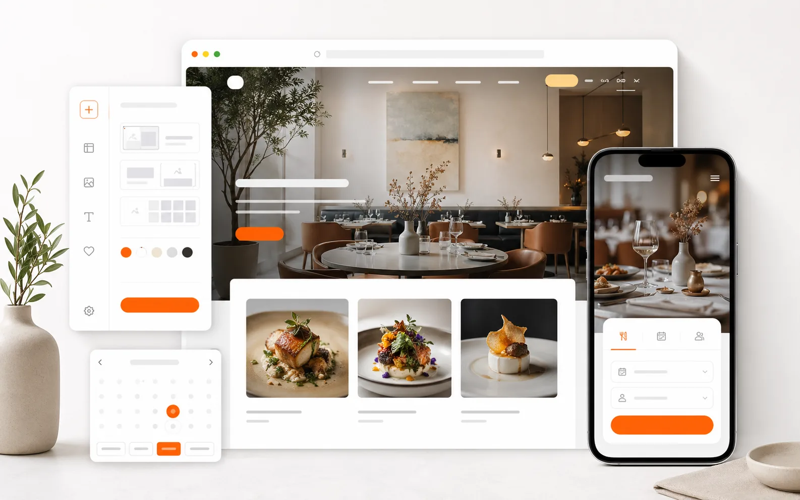 MenuStern Website Builder mit Restaurant-Website und mobiler Vorschau